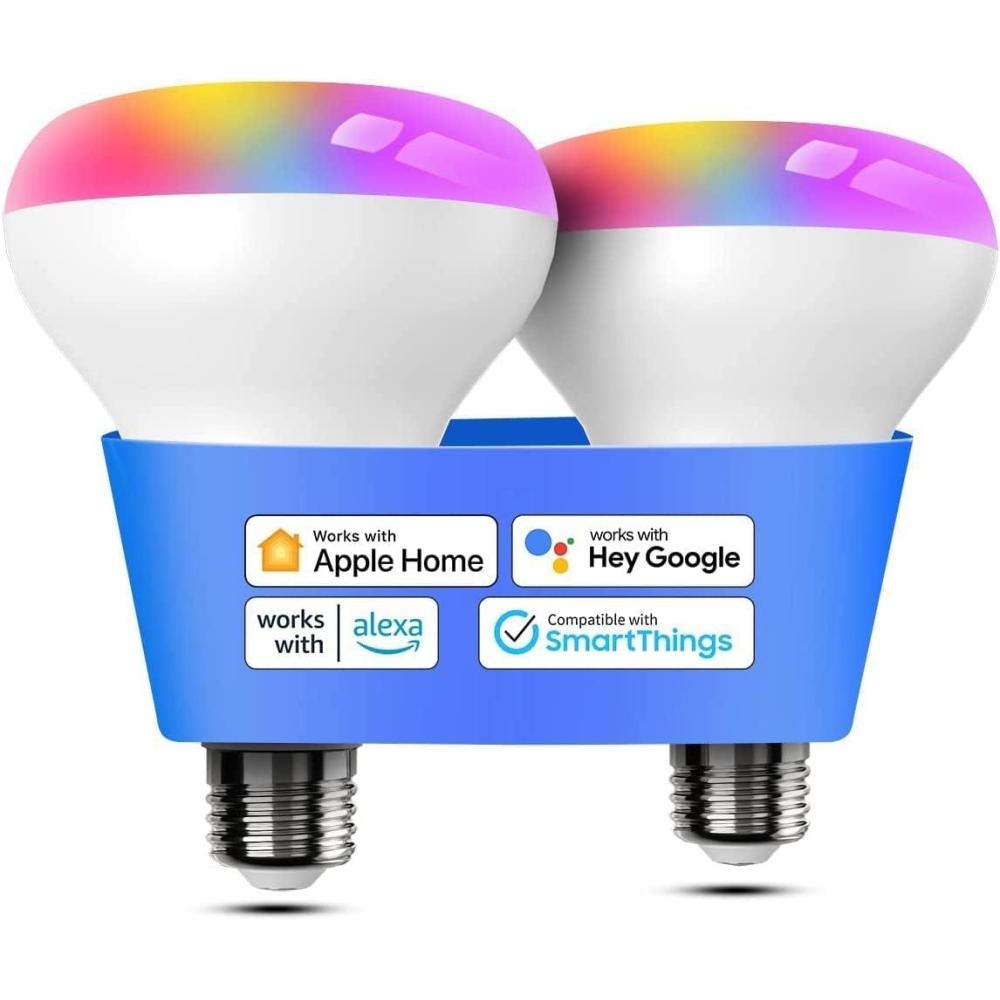 imageMeross Smart Light Bulb BR30 Flood WiFi LED Bulbs Compatible with Apple HomeKit Alexa Google Assistant ampamp SmartThings Dimmable E26 Multicolor 2700K6500K RGBCW 1300 Lumens 100W Equivalent 2 Pack