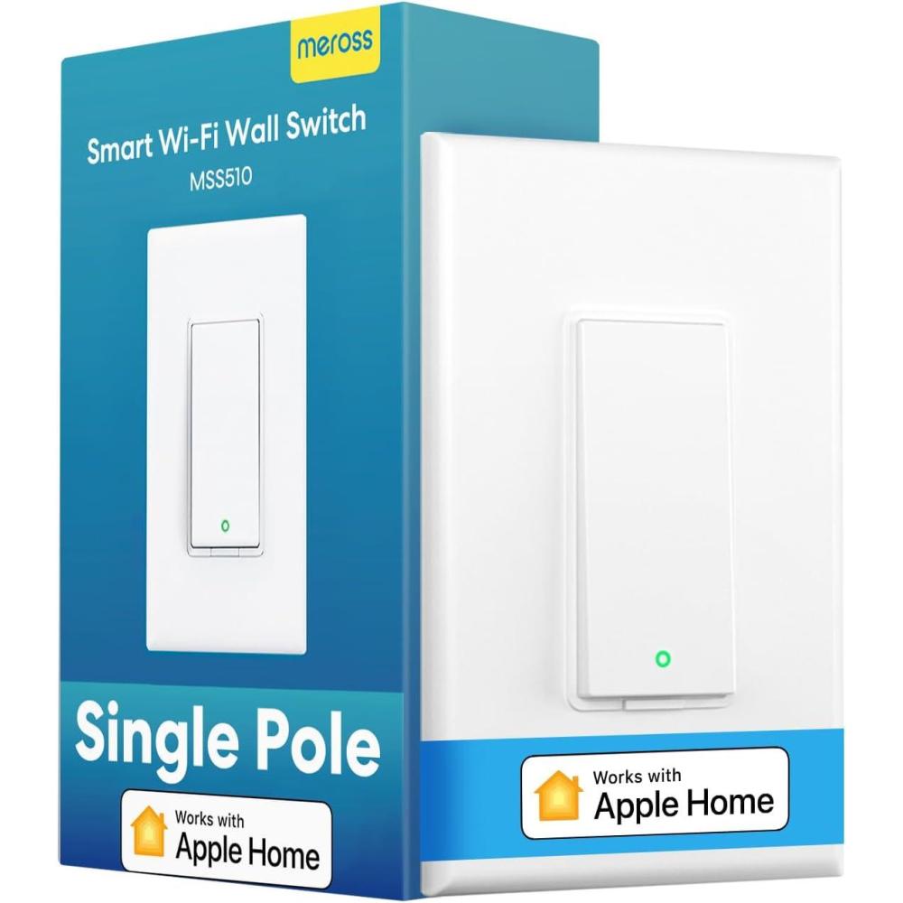 imagemeross Smart Light Switch 4 Pack Supports Apple HomeKit Siri Alexa Google Assistant ampamp SmartThings Single Pole Light Switch Neutral Wire Required Remote Control Schedule 24GHz WiFiSingle Pole Smart Switch 1 Pack