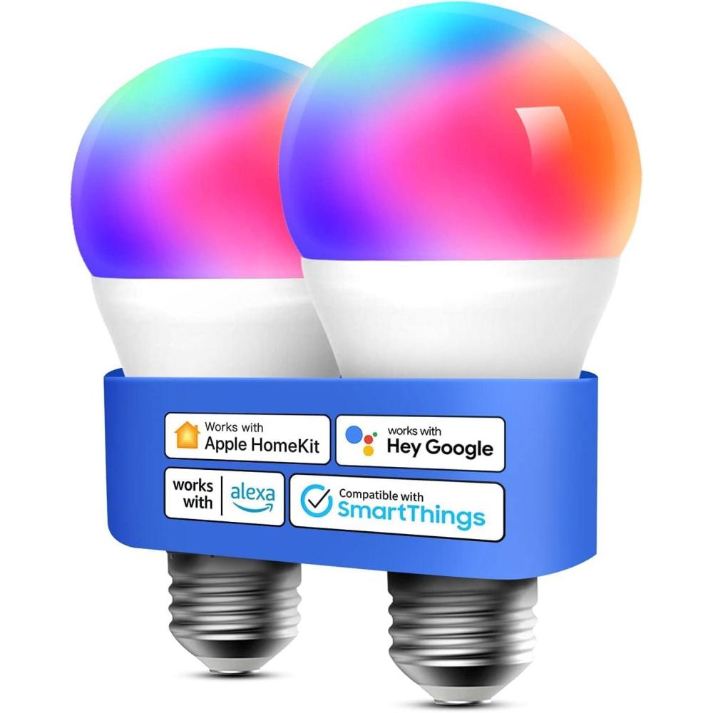 imagemeross Smart RGBWW WiFi LED Bulbs Apple HomeKit Compatible 60W Equivalent 900 Lumens Multicolor 4 PackMulticolor