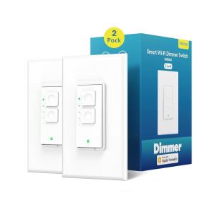 Meross Smart Dimmer Switch Single Pole Supports Apple HomeKit, Alexa Google Assistant & SmartThings, 2.4GHz WiFi Light Switch for Dimmable LED, Neutral Wire Required, Remote Control Schedule, 2 Pack