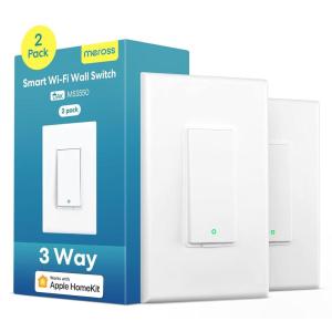 Meross Smart Light Switch Supports Apple Homekit, Siri, Alexa, Google Assistant & SmartThings, 2.4Ghz WiFi Light Switch, Neutral Wire Required, Single Pole, Remote Control Schedule, 2 Pack(3 Way 2 Pack)