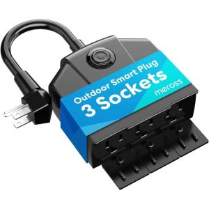 Outdoor Smart Plug, meross Outdoor Wi-Fi Outlet with 3 Independent Sockets Compatible with Apple Homekit, Alexa and SmartThings, Voice & Remote Control, Timer, 2.4 GHz only,Black(3 Outlets)