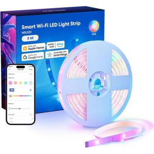 Smart LED Strip Lights Works with Apple HomeKit, 32.8ft WiFi RGB Strip, Compatible with Siri, Alexa&Google and SmartThings, App Control, Color Changing Led Strips for Home, Bedroom, Kitchen, TV, Party(RGB HomeKit Strips)