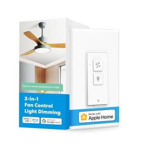 meross Smart Ceiling Fan Control & Dimmer Light Switch, Works w/Apple HomeKit, Alexa, Google & SmartThings, 4-Speed Fan Control, 2.4G Wi-Fi Fan and Light Switch Combo, Neutral Wire Needed, Single Pole(1 pack)