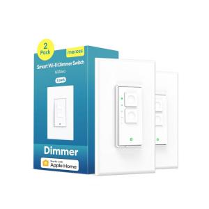 meross Smart Dimmer Switch, Single Pole WiFi Light Switch Works with Apple HomeKit, Alexa, Remote/Voice Control and Schedule, Neutral Wire Required, 2.4GHz WiFi Only, No Hub Required, 2 Pack(2 Pack)