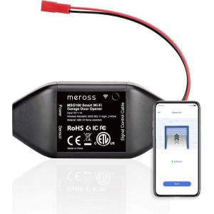meross Smart Garage Door Opener Remote with External Antenna, Up to 3 Single Doors, Compatible with Apple HomeKit, Amazon Alexa, Google Assistant, SmartThings, App Control, No Hub Needed(MSG100-BL)