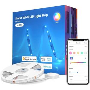 meross Smart LED Strip Lights, 16.4ft WiFi Strip Work with Apple HomeKit, Alexa, Google Home, and SmartThings, 16 Million Colors with App Control and RGB LED Lights for Bedroom, Living Room, Kitchen(RGB (Red  Green  Blue))