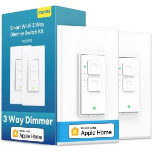 meross Smart Light Switch 4 Pack Supports Apple HomeKit, Siri, Alexa, Google Assistant & SmartThings, Single Pole Light Switch, Neutral Wire Required, Remote Control Schedule, 2.4GHz Wi-Fi(3 Way Dimmer Kit)