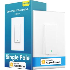 meross Smart Light Switch 4 Pack Supports Apple HomeKit, Siri, Alexa, Google Assistant & SmartThings, Single Pole Light Switch, Neutral Wire Required, Remote Control Schedule, 2.4GHz Wi-Fi(Single Pole Smart Switch 1 Pack)