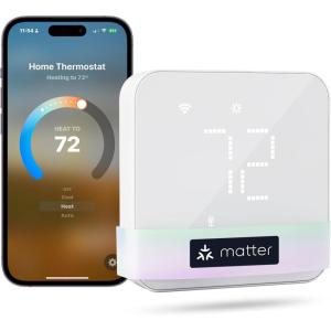 meross Smart Thermostat for Home, WiFi Thermostat Works with Matter, Alexa, Apple Home, Google Assistant, App & Voice Control, 7x24h Scheduling, Energy Saving, C-Wire Required(White)