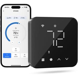 meross Smart Thermostat for Home, WiFi Thermostat Works with Matter, Alexa, Apple Home, Google Assistant, App & Voice Control, 7x24h Scheduling, Energy Saving, C-Wire Required(Black)