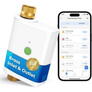 meross WiFi Water Timer for Garden Hose, Smart Hose Timer with Brass Inlet & Outet, WiFi Sprinkler Valve Work with Apple Homekit, Alexa & Google Assistant, Smart Rain Skip for Lawn, Garden & Yard(Timer without WiFi Hub)