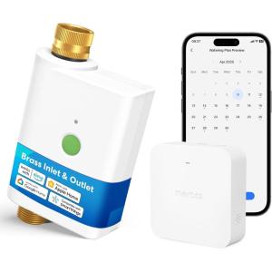 meross WiFi Water Timer for Garden Hose, Smart Hose Timer with Brass Inlet & Outet, WiFi Sprinkler Valve Work with Apple Homekit, Alexa & Google Assistant, Smart Rain Skip for Lawn, Garden & Yard(Timer with WiFi Hub)