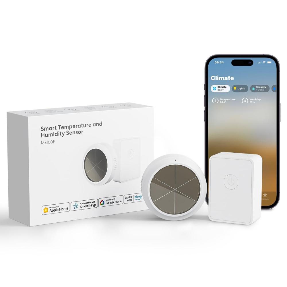 imagemeross WiFi Thermometer Hygrometer BatteryFree Smart Indoor Humidity Temperature Sensor with Solar Powered Easy Setup App Alert Remote Monitor Support Apple Home Alexa Google Home SmartThings