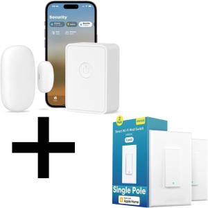 Meross Smart WiFi Door & Window Sensor Kit + Meross Smart Light Switch