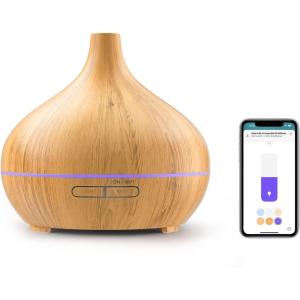 Meross Smart WiFi Essential Oil Diffuser Works with Apple HomeKit & Alexa, Ultrasonic Aromatherapy Diffuser & Mist Humidifier with Voice & APP Remote Control, Schedule & Timer, RGB Light(Yellow Wood Grain)