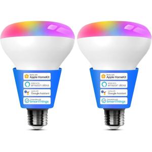 meross Smart Light Bulb, Smart WiFi LED Bulbs Compatible with Apple HomeKit, Siri, Alexa & Google Home, E26 2700K-6500K, 900 Lumens RGBWW 60W Equivalent, 1 Pack(BR30 2 Pack)