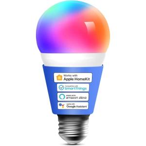 meross Smart Light Bulb, Smart WiFi LED Bulbs Compatible with Apple HomeKit, Siri, Alexa & Google Home, E26 2700K-6500K, 900 Lumens RGBWW 60W Equivalent, 1 Pack(1 Pack)