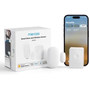 meross Smart WiFi Door & Window Sensor Kit, Support Apple HomeKit, Alexa, Google, SmartThings for Burglar Alert, 328ft Range, Home Automation, Security & Kid Safety, 2.4GHz WiFi, Meross Hub Included(Sensor+Hub Kit)