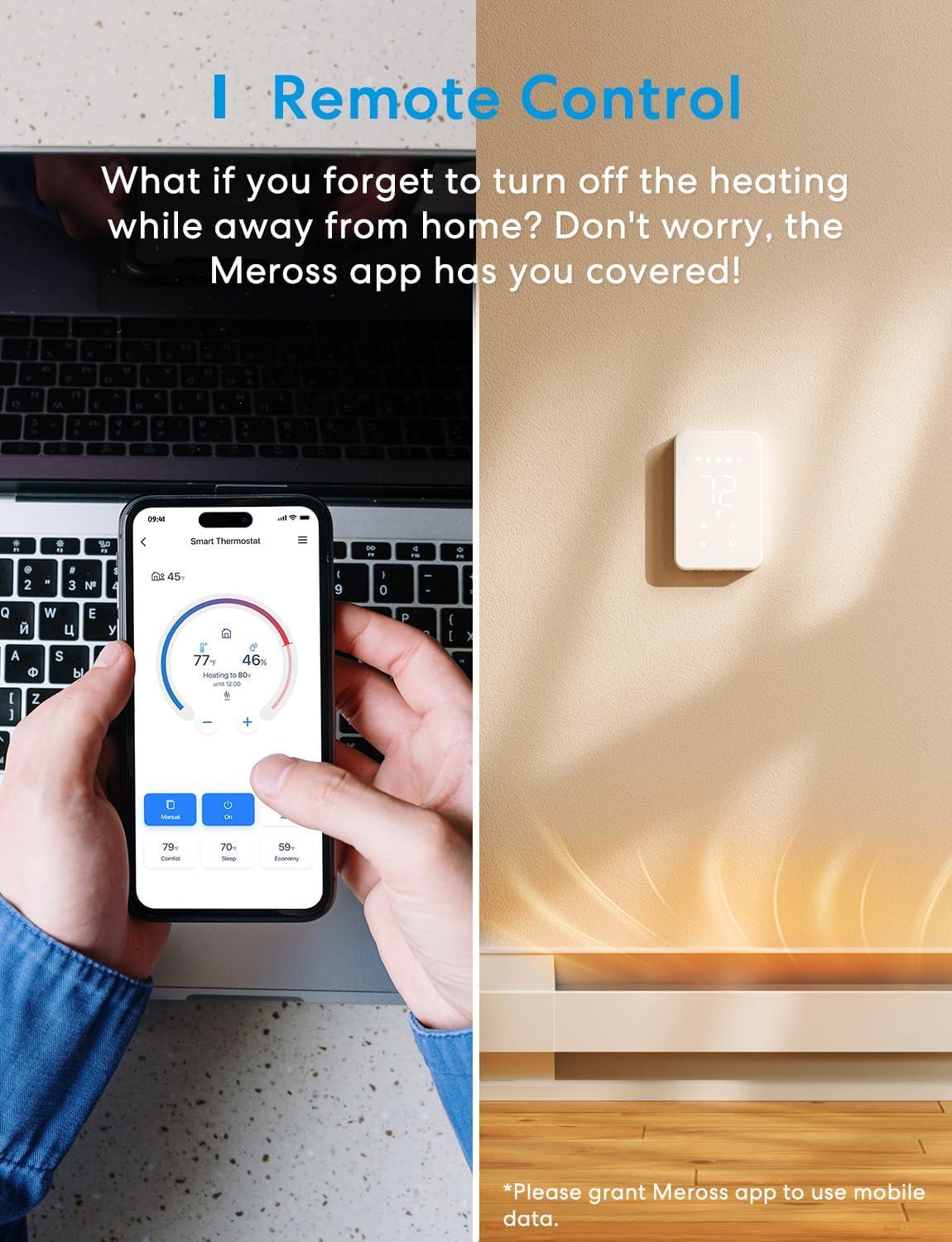 imagemeross Matter Smart Thermostat for Electric Baseboard Heater Energy Saving Programmable WiFi Thermostat for House Works with Alexa HomeKit Google SmartThings App ampamp Voice Control for Smart Home