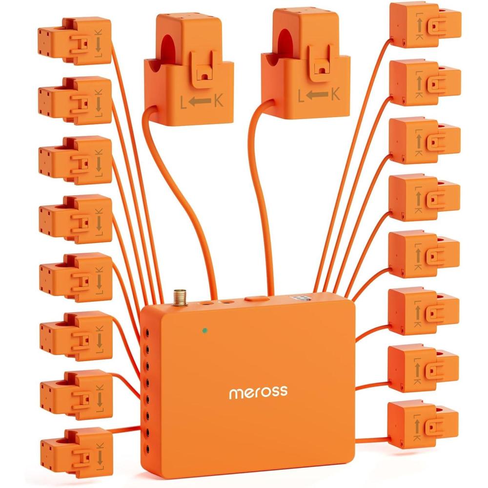 imagemeross Smart Home Energy Monitor Energy Usage Monitor 16x60A Circuit Sensors for Home Electrical Panel Power Consumption Meter with Solar Metering ampamp 36Month History Supports Home Assistant on 24G