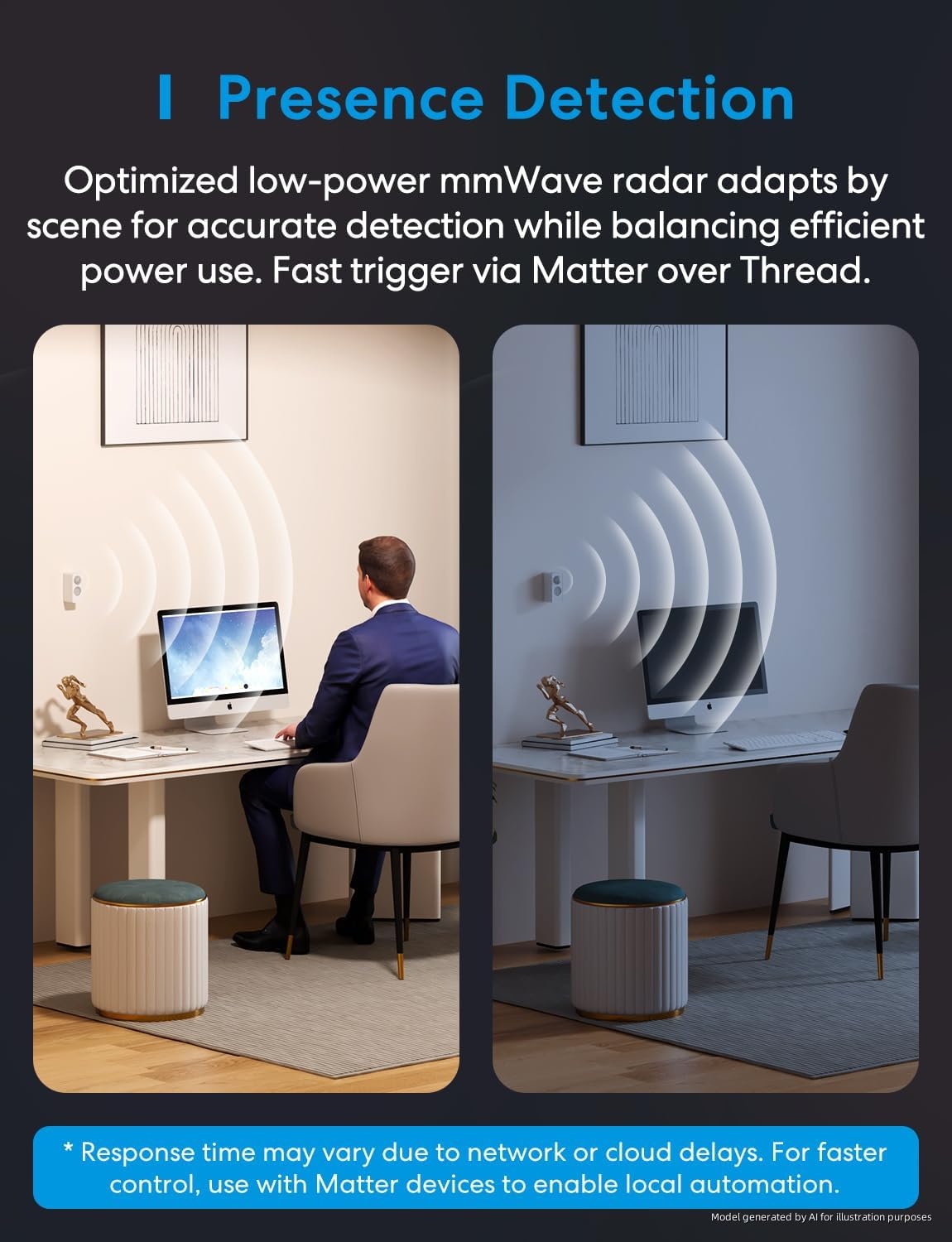 image:imagemeross Presence Sensor Matter Over Thread BatteryPowered 4in1 Motion Sensor with AI Learning Home Automation IP67 PIR amp Light amp mmWave Radar Supports Home Assistant Apple HomeKit Alexa Google