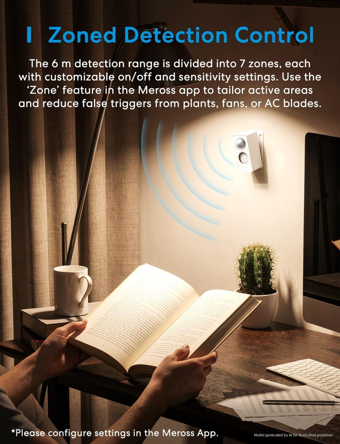 image:imagemeross Presence Sensor Matter Over Thread BatteryPowered 4in1 Motion Sensor with AI Learning Home Automation IP67 PIR amp Light amp mmWave Radar Supports Home Assistant Apple HomeKit Alexa Google
