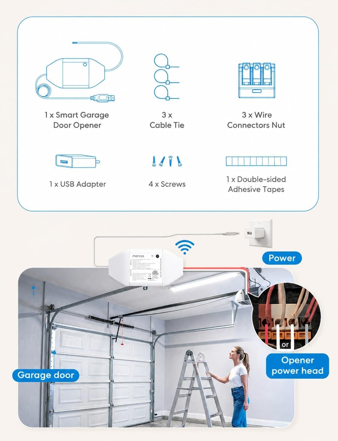 image:imagemeross Smart Garage Door Opener Remote Compatible with Amazon Alexa Google Assistant and SmartThings Enhanced Compatibility AppVoice Control Non HomeKit Version