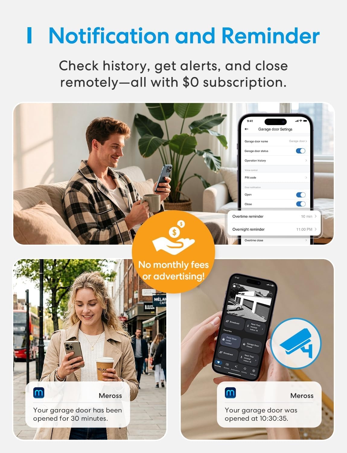 image:imagemeross Smart Garage Door Opener Remote Compatible with Amazon Alexa Google Assistant and SmartThings Enhanced Compatibility AppVoice Control Non HomeKit Version